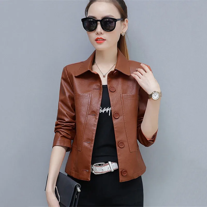 Pu Motorcycle Leather Coat Women's 2026 Spring Autumn New Hong Kong Style Chic Jacket Short Loose Fashion Wild Leather Jackets