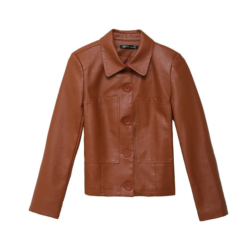 Pu Motorcycle Leather Coat Women's 2026 Spring Autumn New Hong Kong Style Chic Jacket Short Loose Fashion Wild Leather Jackets