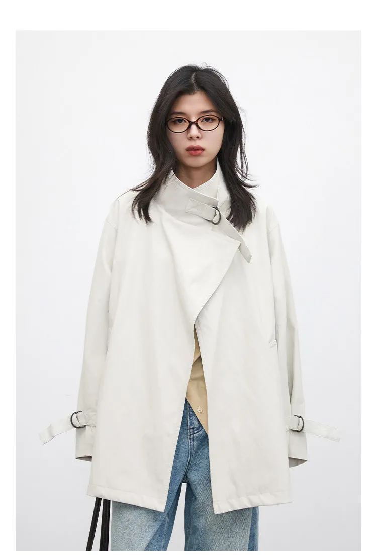 CHIC VEN Korean Women Faux Leather Coat Loose Casual D-button Female Overcoat Mid Length Windbreaker Jacket Spring Autumn 2026