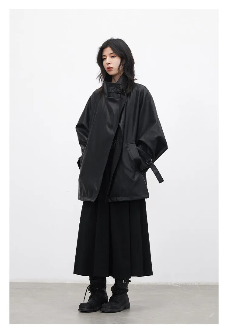 CHIC VEN Korean Women Faux Leather Coat Loose Casual D-button Female Overcoat Mid Length Windbreaker Jacket Spring Autumn 2026