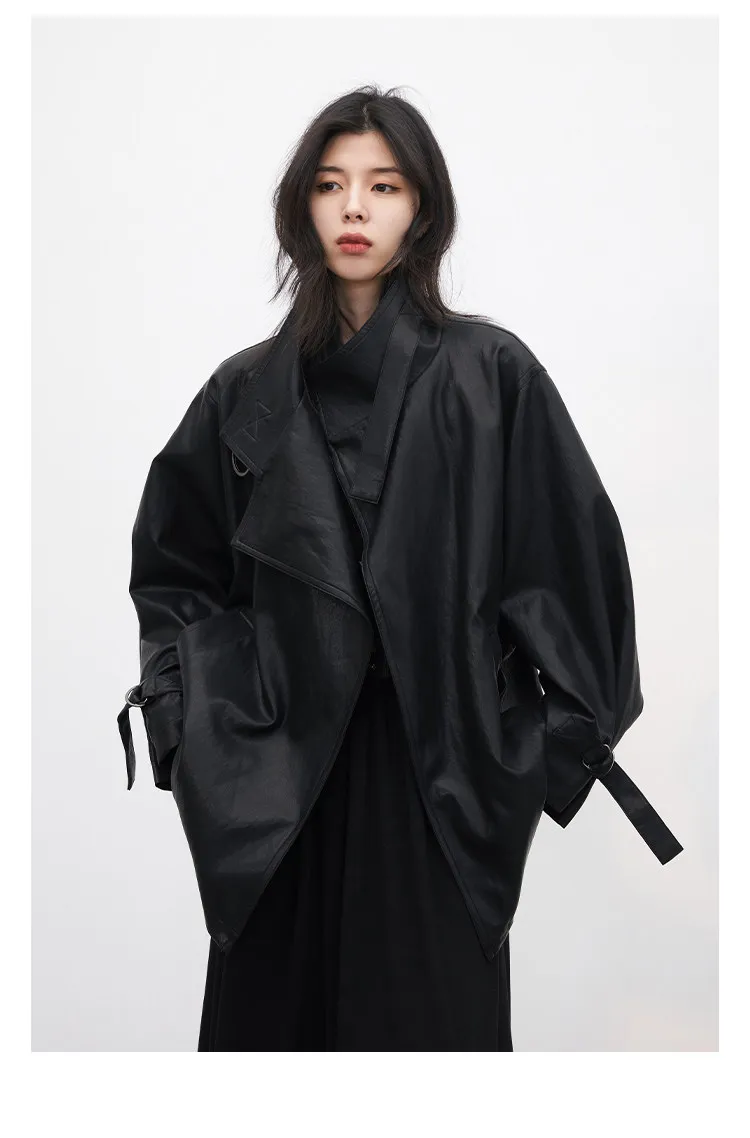 CHIC VEN Korean Women Faux Leather Coat Loose Casual D-button Female Overcoat Mid Length Windbreaker Jacket Spring Autumn 2026