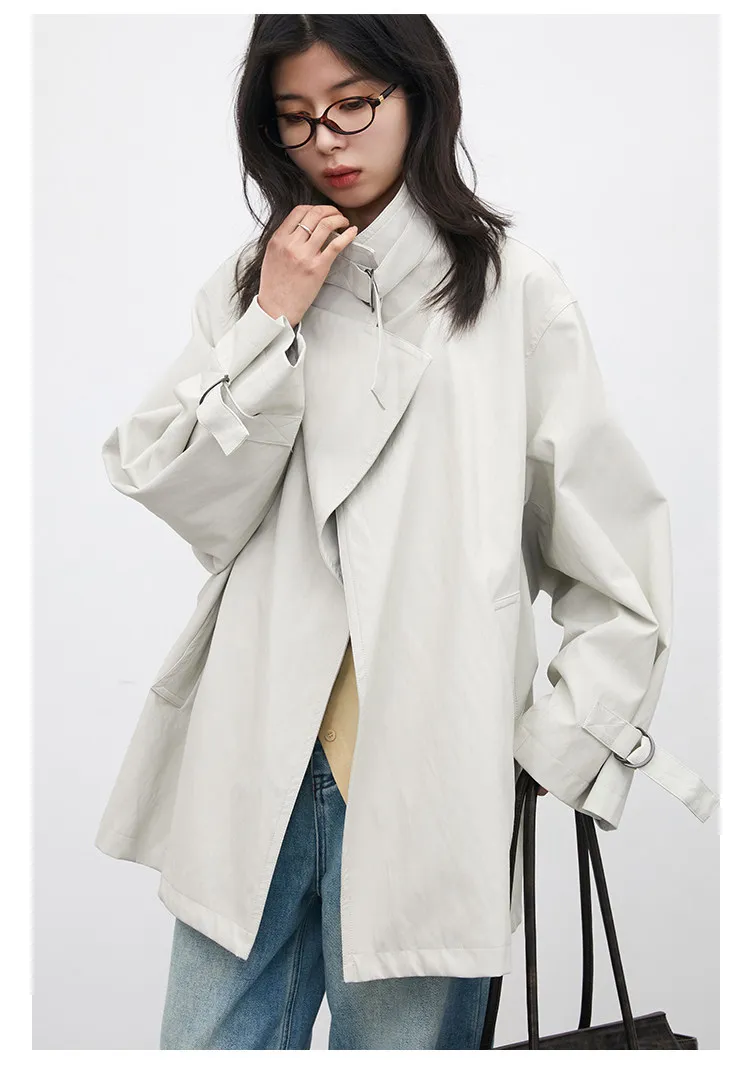 CHIC VEN Korean Women Faux Leather Coat Loose Casual D-button Female Overcoat Mid Length Windbreaker Jacket Spring Autumn 2026