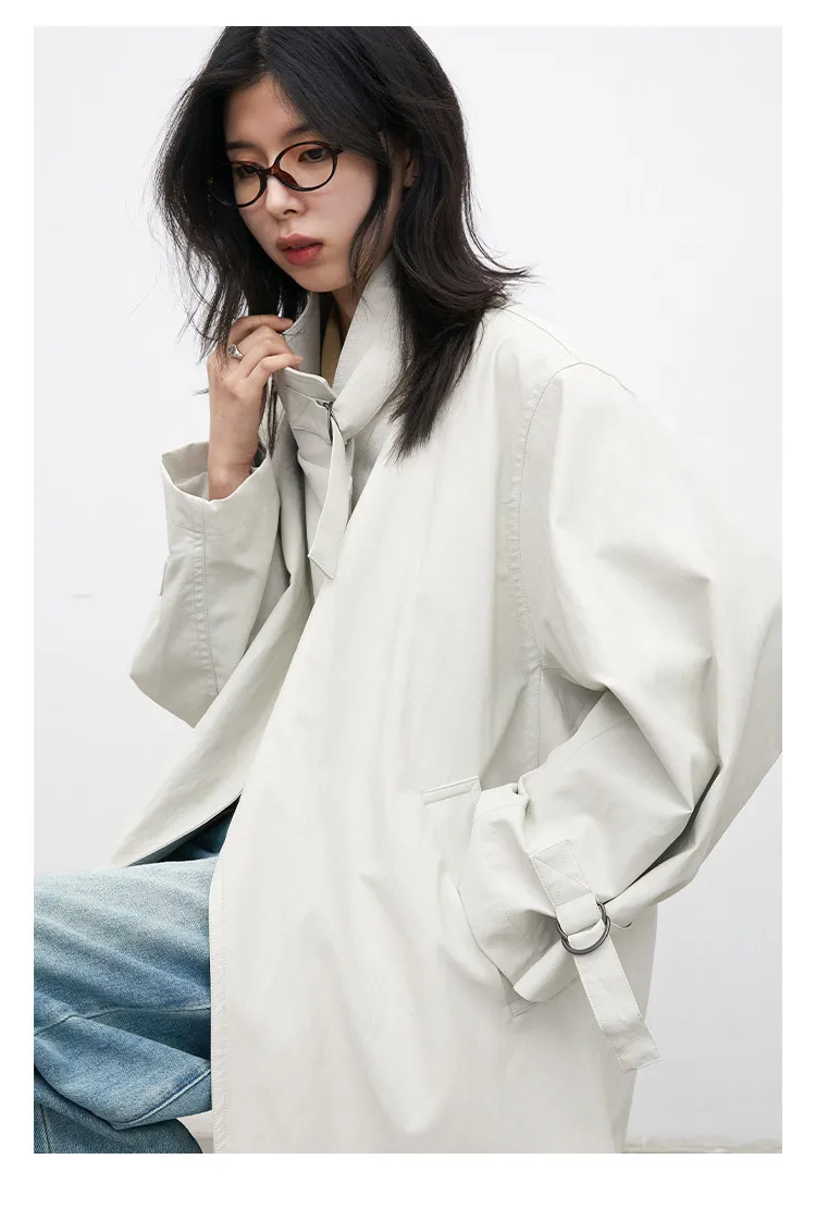 CHIC VEN Korean Women Faux Leather Coat Loose Casual D-button Female Overcoat Mid Length Windbreaker Jacket Spring Autumn 2026