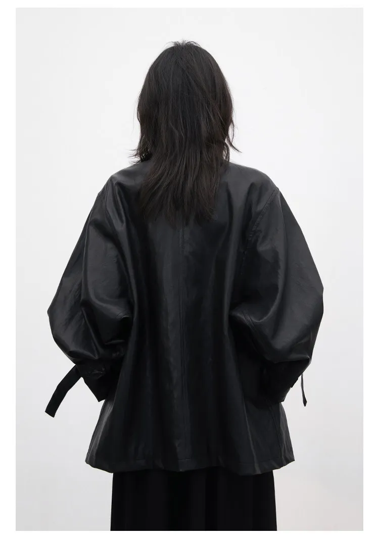 CHIC VEN Korean Women Faux Leather Coat Loose Casual D-button Female Overcoat Mid Length Windbreaker Jacket Spring Autumn 2026