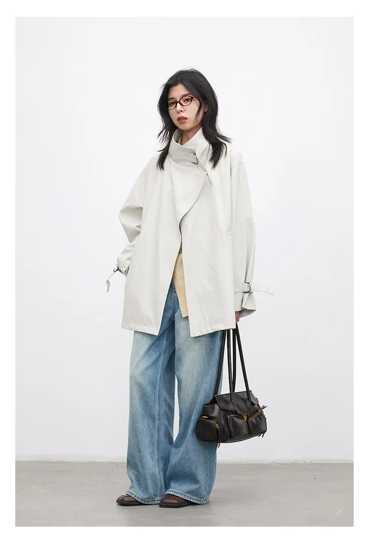 CHIC VEN Korean Women Faux Leather Coat Loose Casual D-button Female Overcoat Mid Length Windbreaker Jacket Spring Autumn 2026