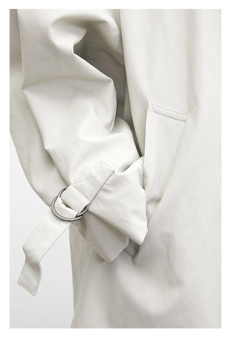 CHIC VEN Korean Women Faux Leather Coat Loose Casual D-button Female Overcoat Mid Length Windbreaker Jacket Spring Autumn 2026