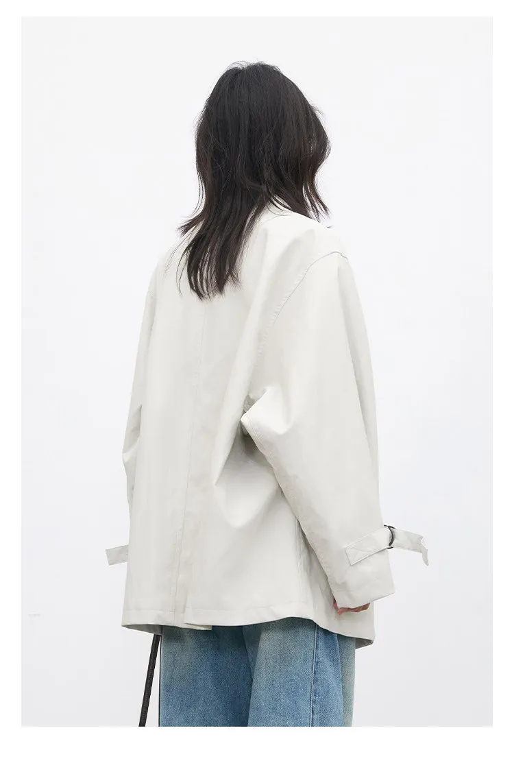 CHIC VEN Korean Women Faux Leather Coat Loose Casual D-button Female Overcoat Mid Length Windbreaker Jacket Spring Autumn 2026