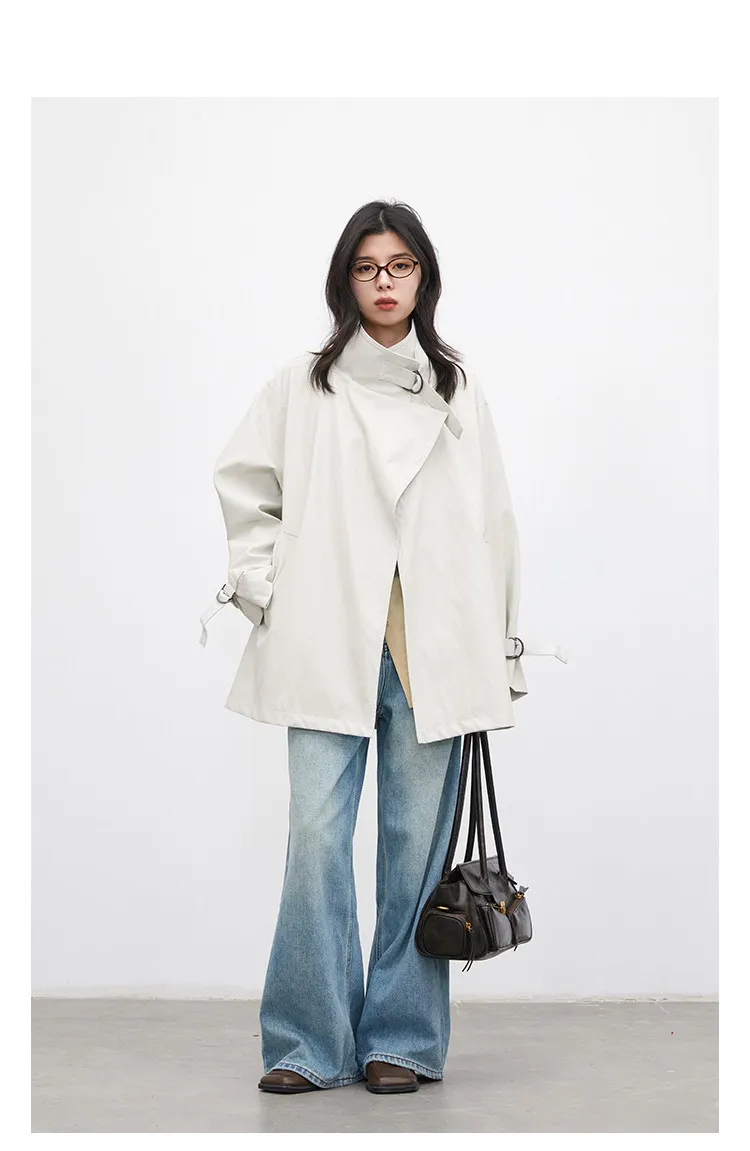 CHIC VEN Korean Women Faux Leather Coat Loose Casual D-button Female Overcoat Mid Length Windbreaker Jacket Spring Autumn 2026