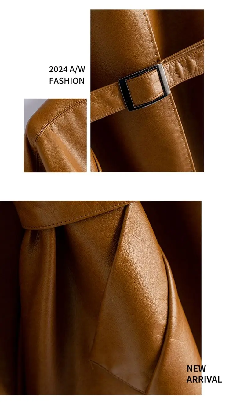 Real Sheepskin Coat For Women Spring Autumn 2026 New High Quality Black Genuine Leather Jacket With Sashes Кожанка Женская