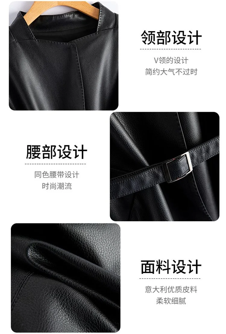 Real Sheepskin Coat For Women Spring Autumn 2026 New High Quality Black Genuine Leather Jacket With Sashes Кожанка Женская