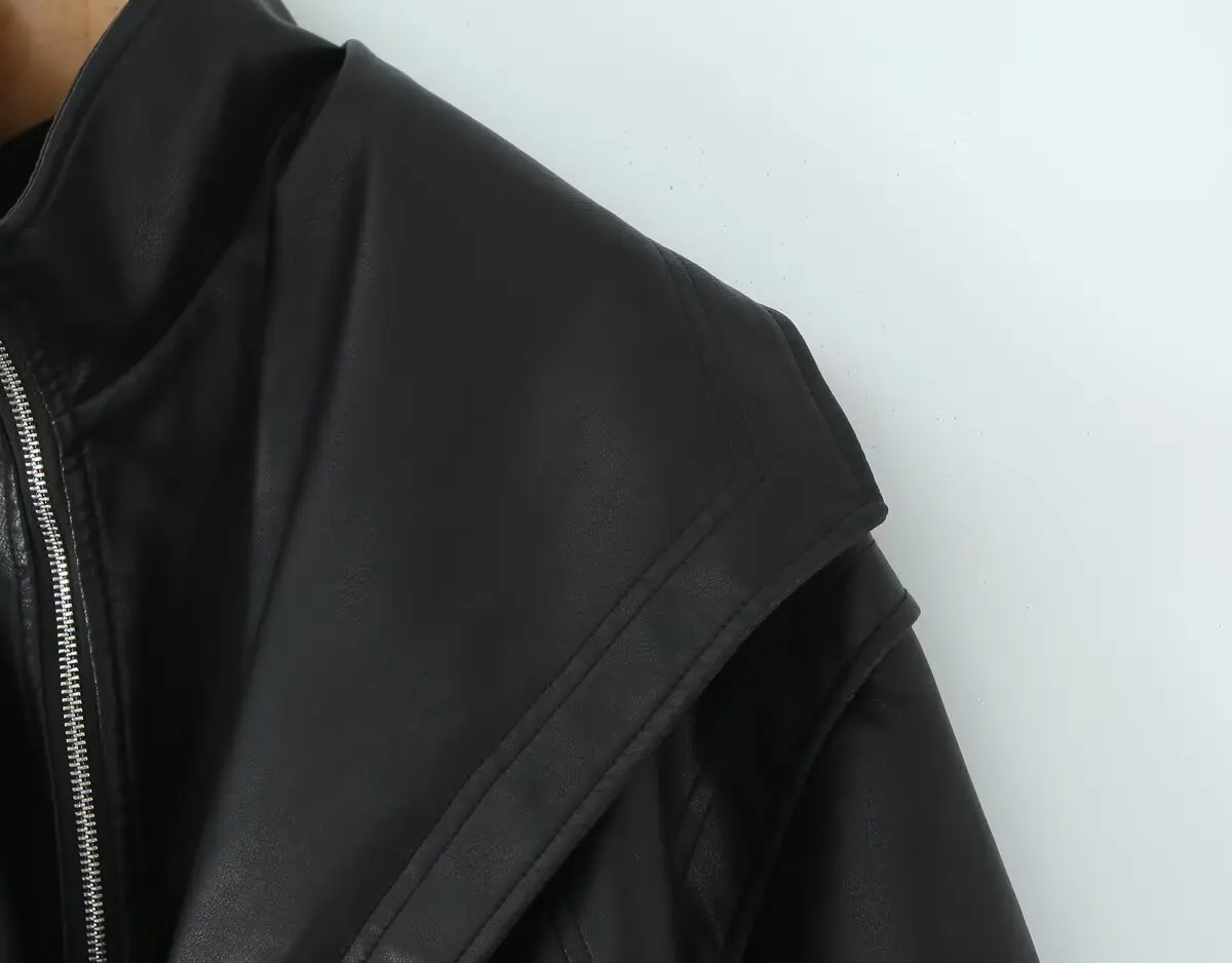 2026 New Women's Retro Vintage Coffee Faux Leather PU Jackets Female Motorcycle Biker BF Loose Oversized Streetwear Coats Tops