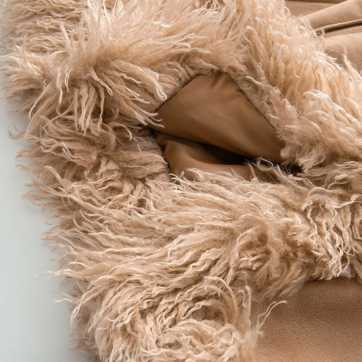 Women Winter Faux Suede Coat Long Fluffy Faux Fur Trim Boho 70s Vintage 2026 New Western Streetwear Outerwear