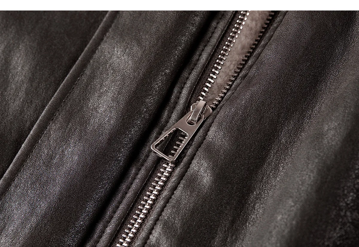 SENTUBILA Women Faux Leather Layered‑Look Biker Jacket Winter Color‑Block Drawstring Hooded Loose Outwear W64PD8107