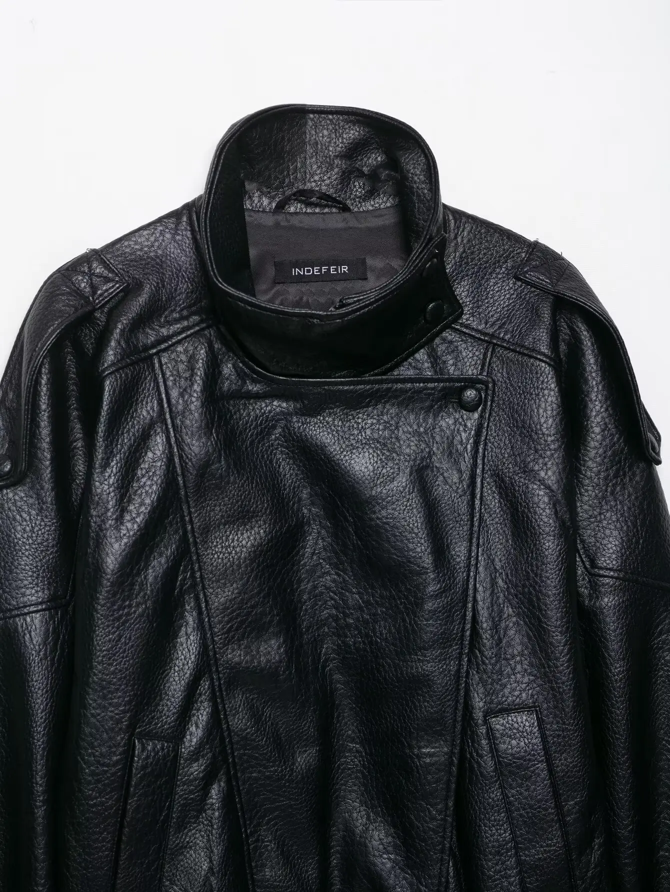 TFMLN 2025 Women Faux Leather Loose Jacket High Street Stand Collar Long Sleeve Coat Fashion Causal Zipper Outwear Autumn Winter