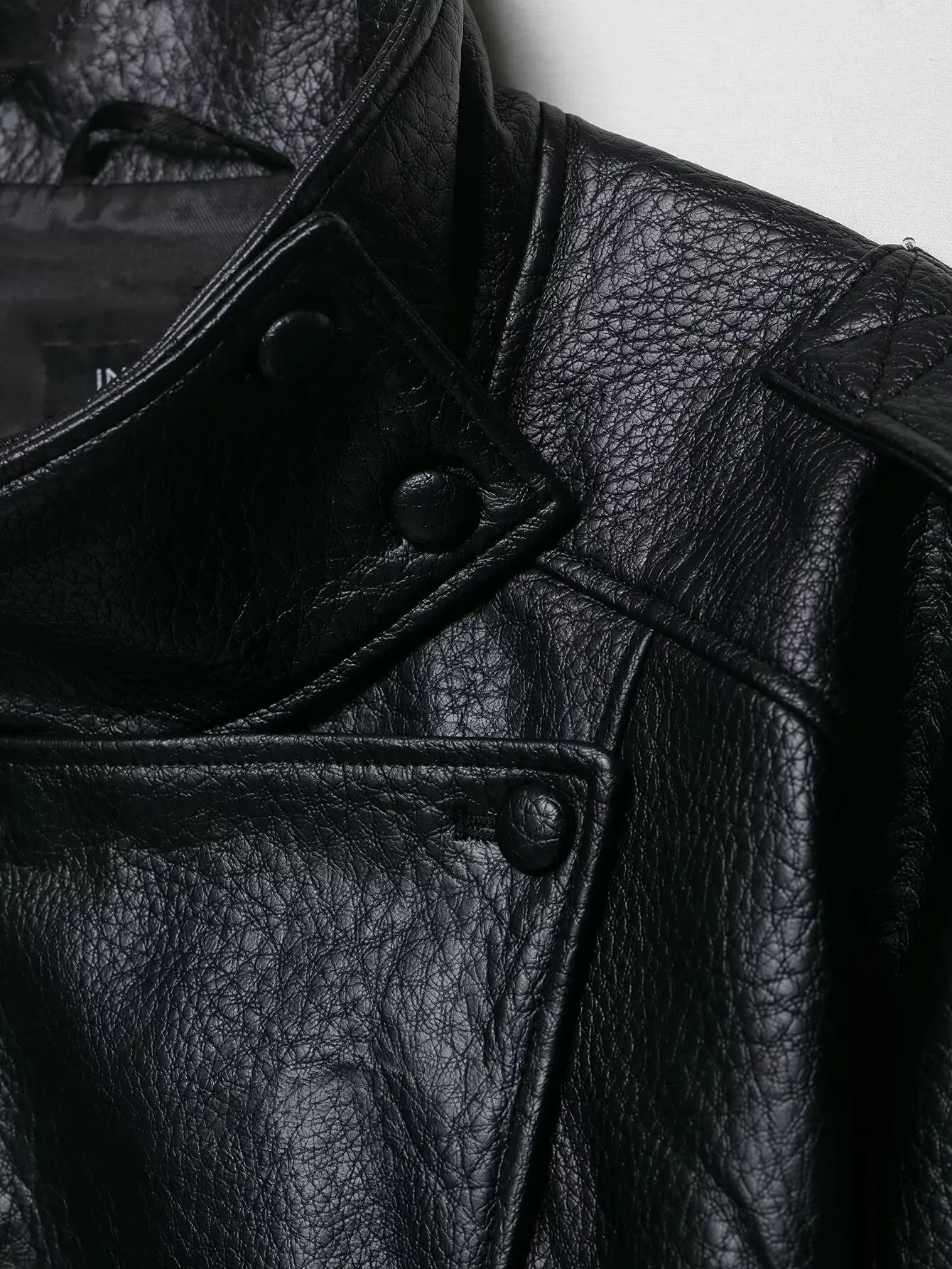 TFMLN 2025 Women Faux Leather Loose Jacket High Street Stand Collar Long Sleeve Coat Fashion Causal Zipper Outwear Autumn Winter