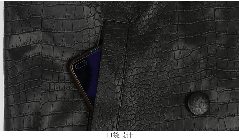Nerazzurri Autumn Long Loose Red Crocodile Print Leather Trench Coat for Women Belt Double Breasted Waterproof Raincoat Fashion