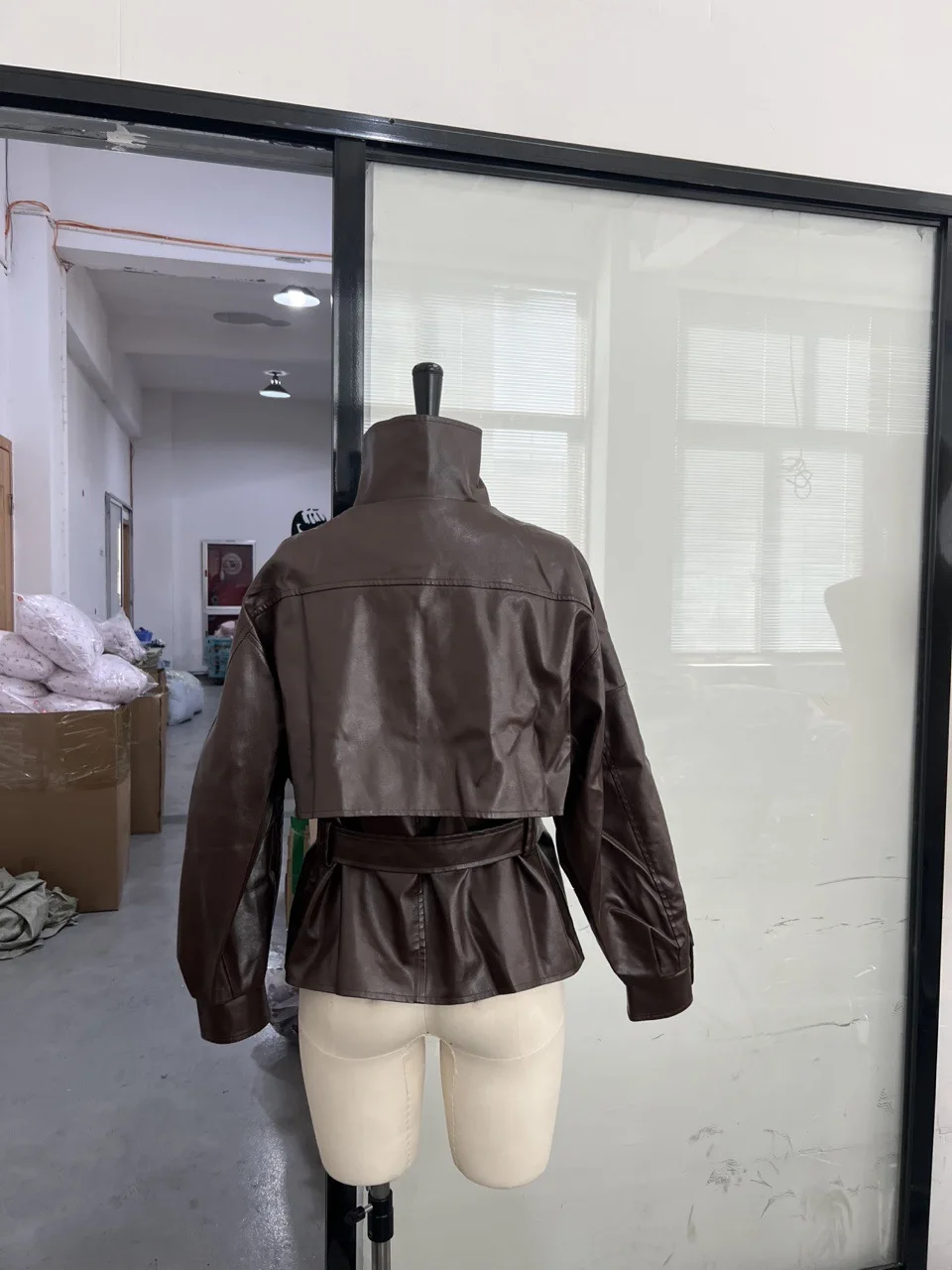 Chic High-end Faux Leathers Coats Women Lapel Short Lace-up Motorcycle Leathers Jackets Ourwear INS Brown Leather Jacket Y2K