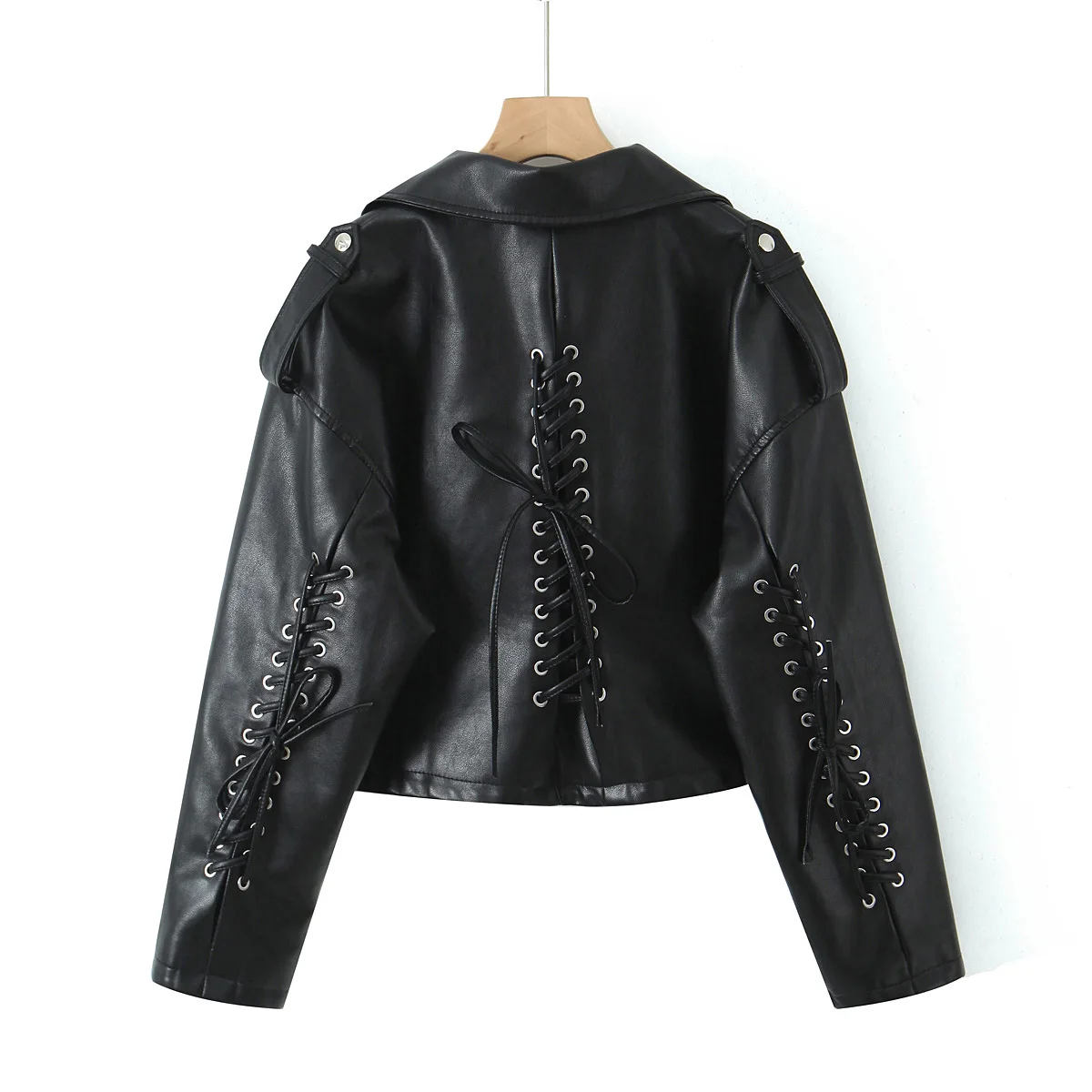2027 New Fashion Women's Motor Biker Washed Gray Faux Leather Jackets Female Autumn Winter Retro Loose PU Zipper Streetwear Coat
