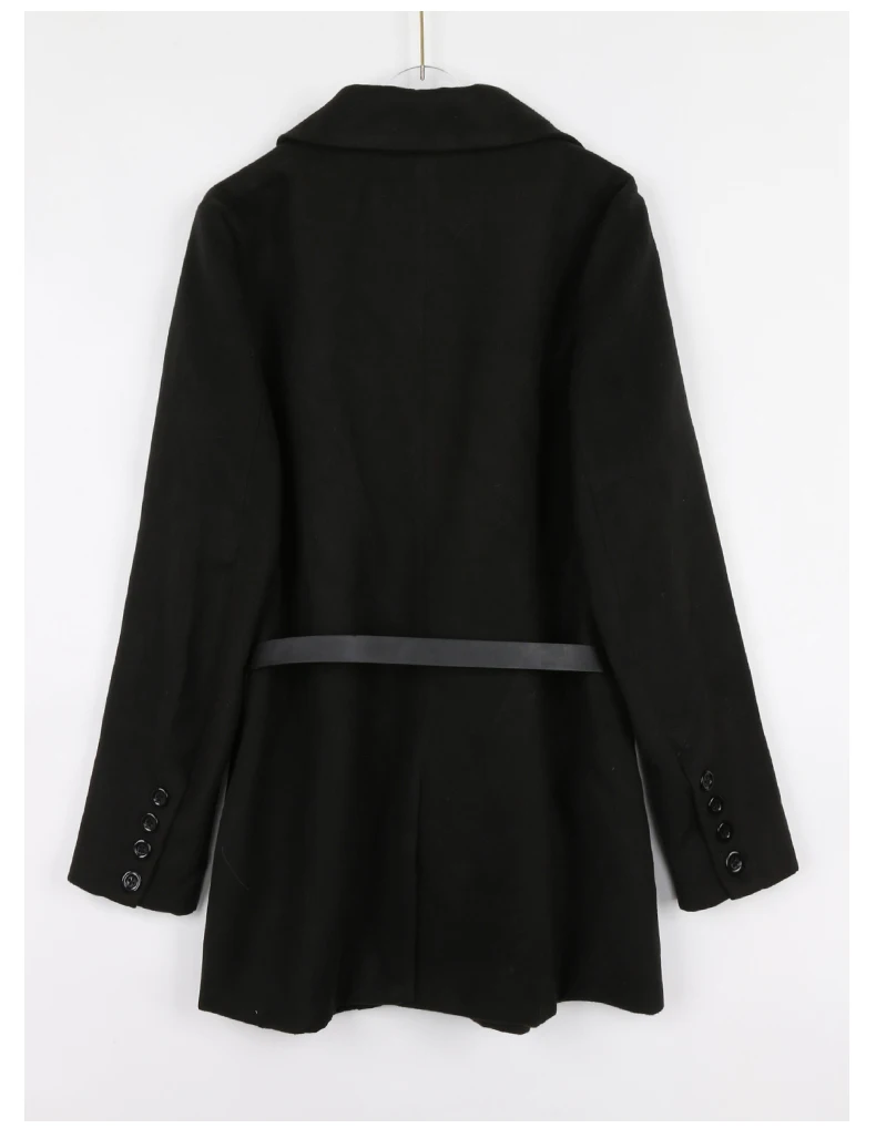 Lautaro-Black PU Leather Blazer for Women, Wool Blend Blazer, Long Sleeve Belt, Runway Designer, Luxury Fashion, Autumn