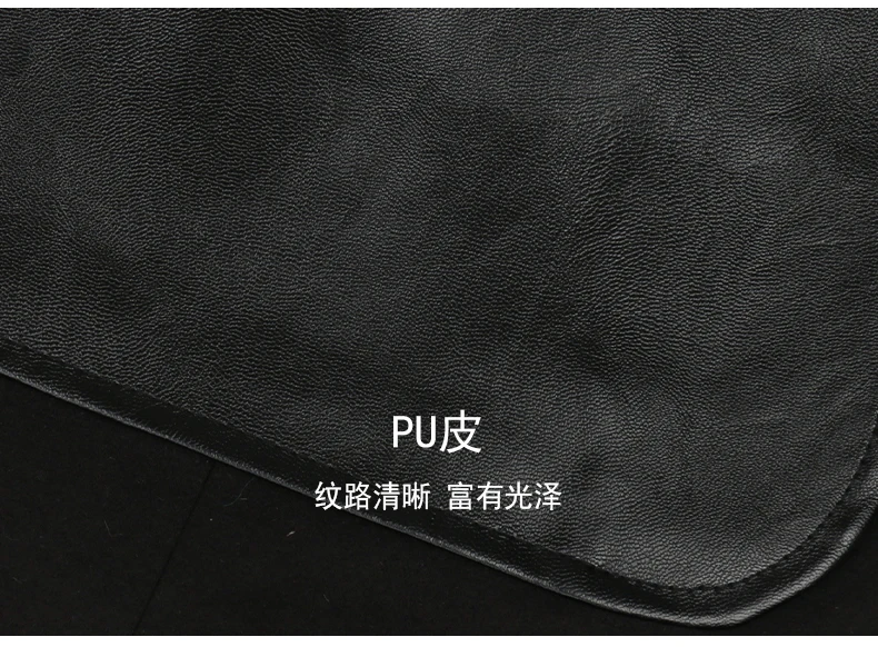 Lautaro-Black PU Leather Blazer for Women, Wool Blend Blazer, Long Sleeve Belt, Runway Designer, Luxury Fashion, Autumn