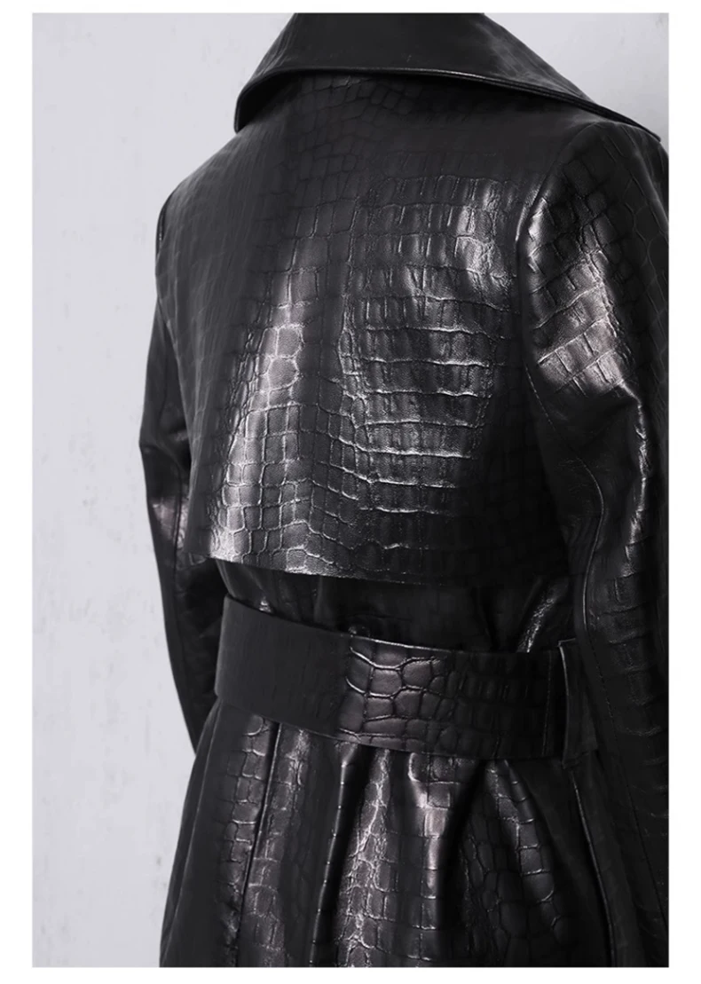 Lautaro Autumn Long Shiny Reflective Patent Faux Leather Trench Coat for Women Belt Double Breasted Luxury Designer Clothes 2023