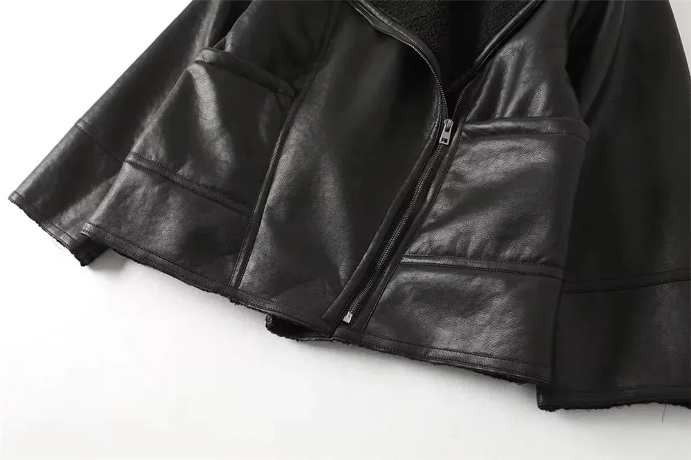 Suninheart Sheepskin Coat for Women Black New Outerwear Winter Warm Faux Leather Jacket Coat Insulated New in Jackets & Coats