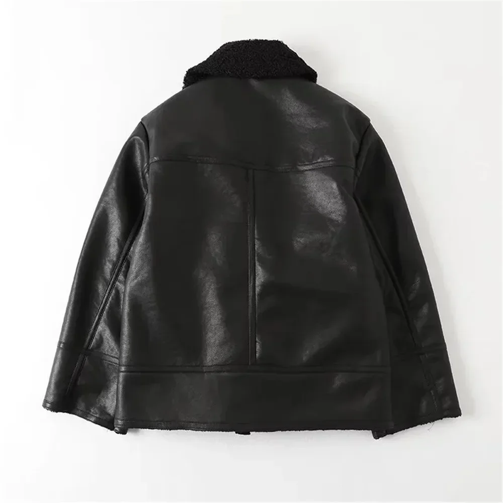 Suninheart Sheepskin Coat for Women Black New Outerwear Winter Warm Faux Leather Jacket Coat Insulated New in Jackets & Coats