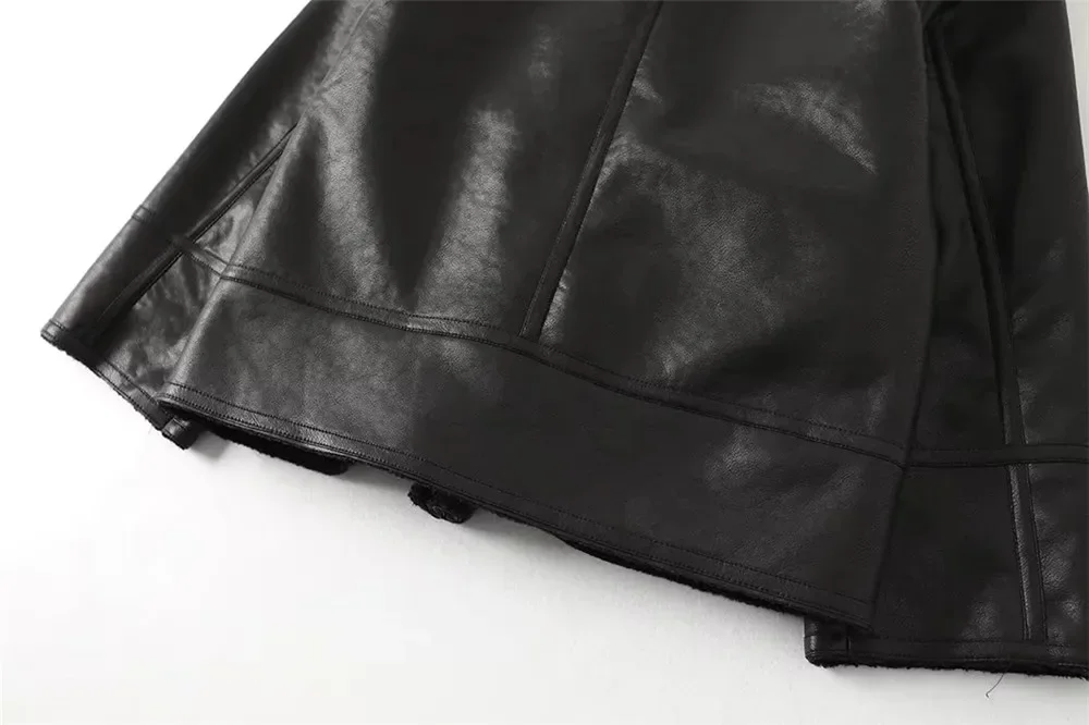 Suninheart Sheepskin Coat for Women Black New Outerwear Winter Warm Faux Leather Jacket Coat Insulated New in Jackets & Coats