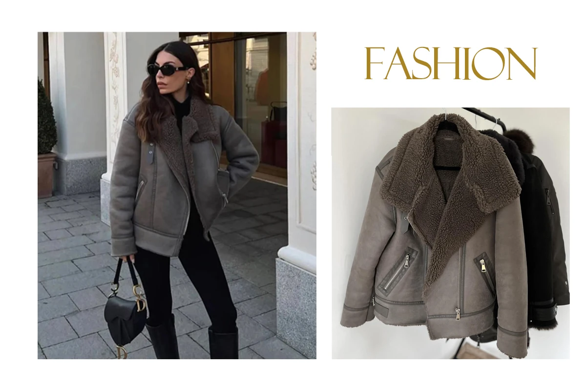 Suninheart Sheepskin Coat for Women Black New Outerwear Winter Warm Faux Leather Jacket Coat Insulated New in Jackets & Coats