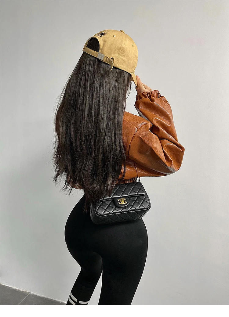 Lautaro-Crocodile Print Faux Leather Jacket for Women, Short, Cool, Oversized, European Fashion Streetwear, Button Up, Spring