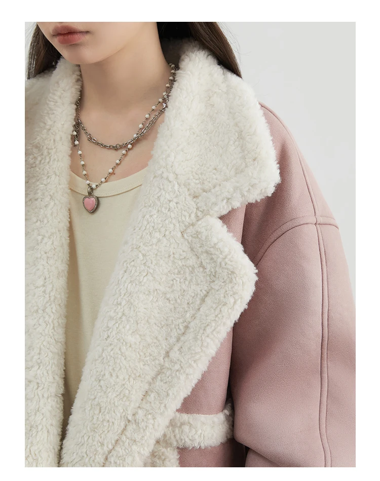 CHIC VEN Women Faux Leather Coat Single Breasted Loose Casual New Motorcycle Suit Suede Fur Jacket Female Top Autumn Winter 2025