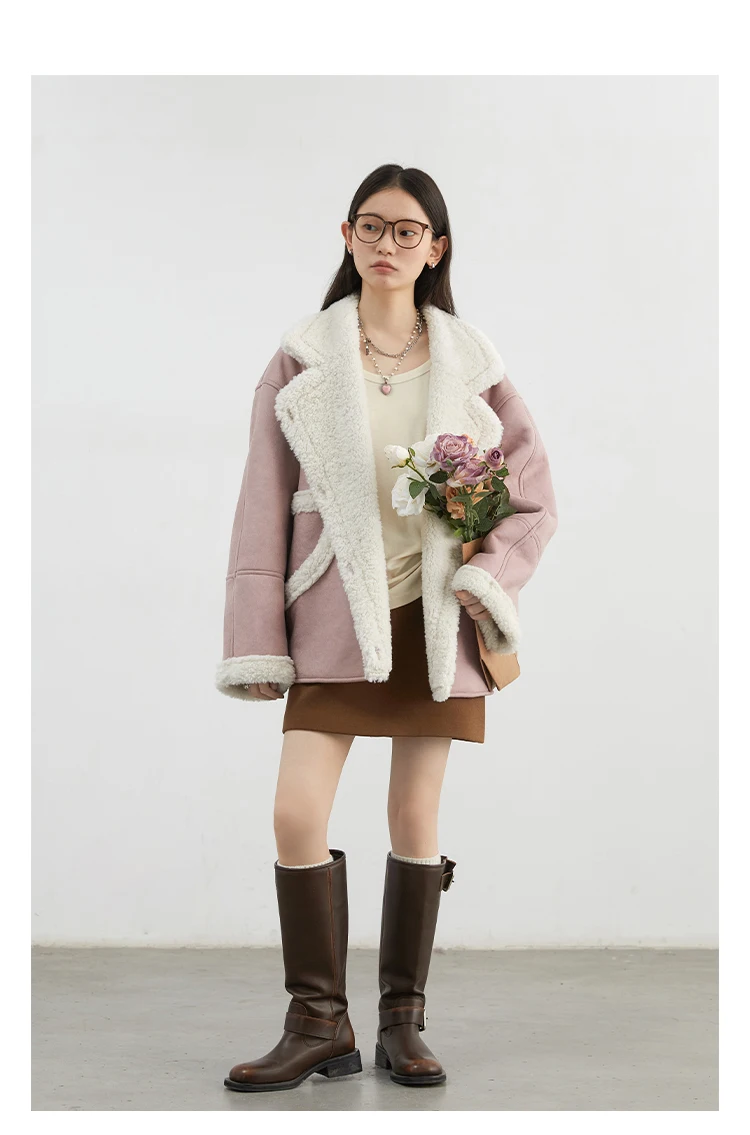 CHIC VEN Women Faux Leather Coat Single Breasted Loose Casual New Motorcycle Suit Suede Fur Jacket Female Top Autumn Winter 2025