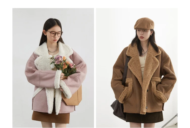 CHIC VEN Women Faux Leather Coat Single Breasted Loose Casual New Motorcycle Suit Suede Fur Jacket Female Top Autumn Winter 2025