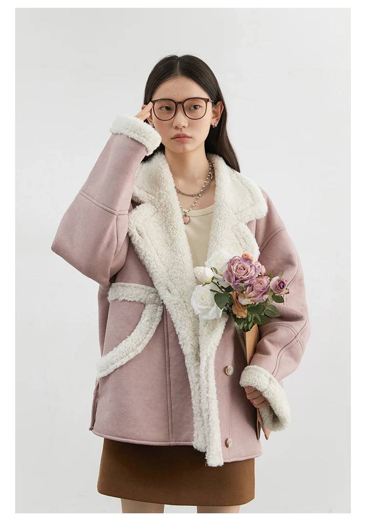 CHIC VEN Women Faux Leather Coat Single Breasted Loose Casual New Motorcycle Suit Suede Fur Jacket Female Top Autumn Winter 2025