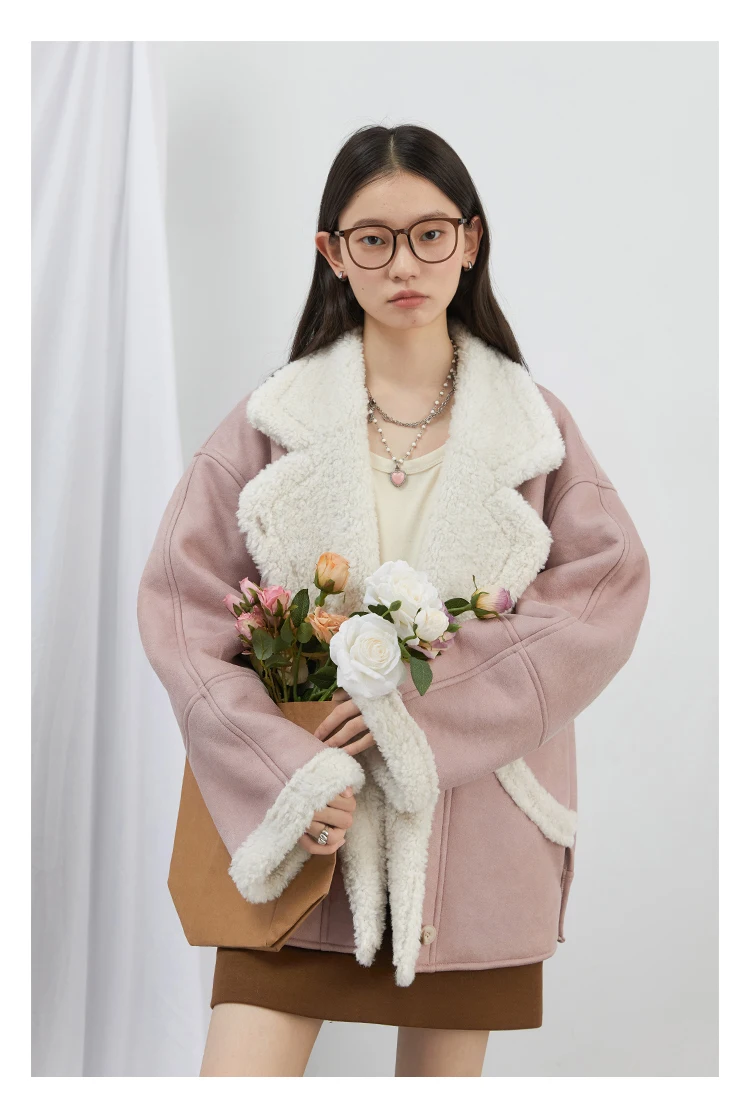 CHIC VEN Women Faux Leather Coat Single Breasted Loose Casual New Motorcycle Suit Suede Fur Jacket Female Top Autumn Winter 2025