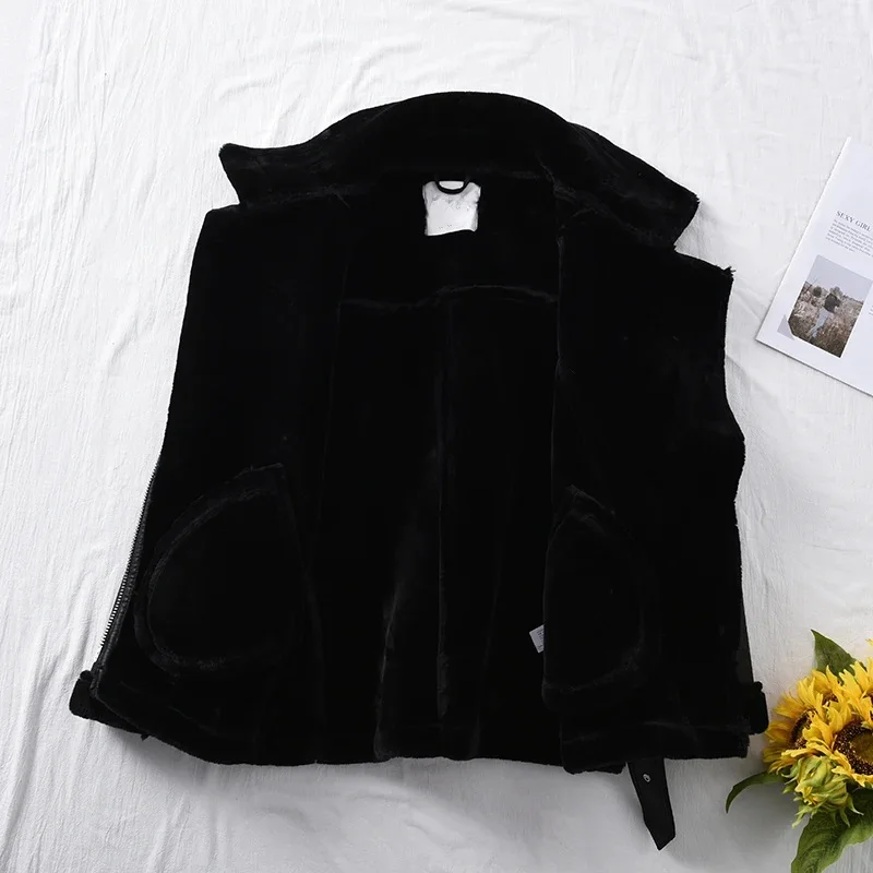 Suninheart Thicken Jackets for The Winter Black Women's Faux Fur Coat Warm Biker Ladies Outwear with Belt New in Coats & Jackets