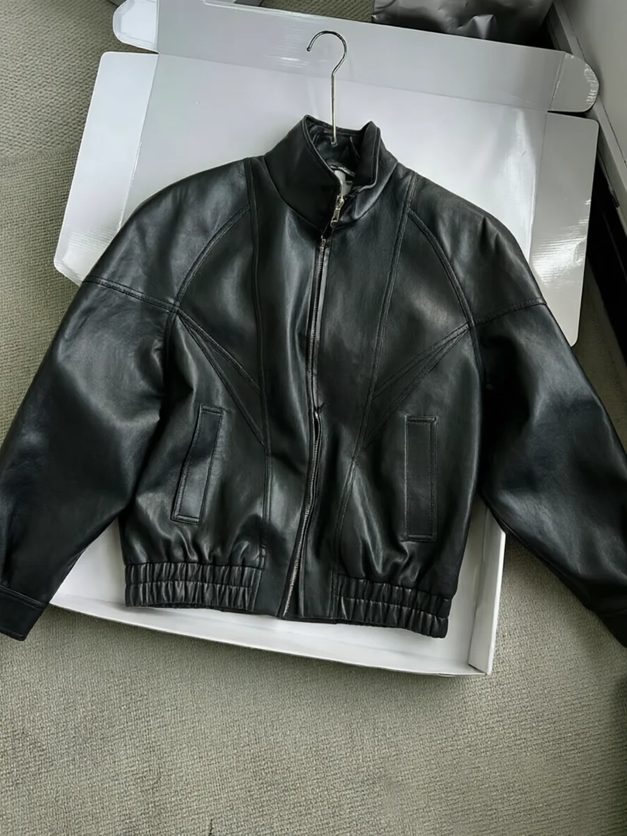 Lautaro Spring Autumn Yellow Pu Leather Jacket Women Zipper Long Sleeve Looe Casual Luxury Designer American Retro Clothes 2026