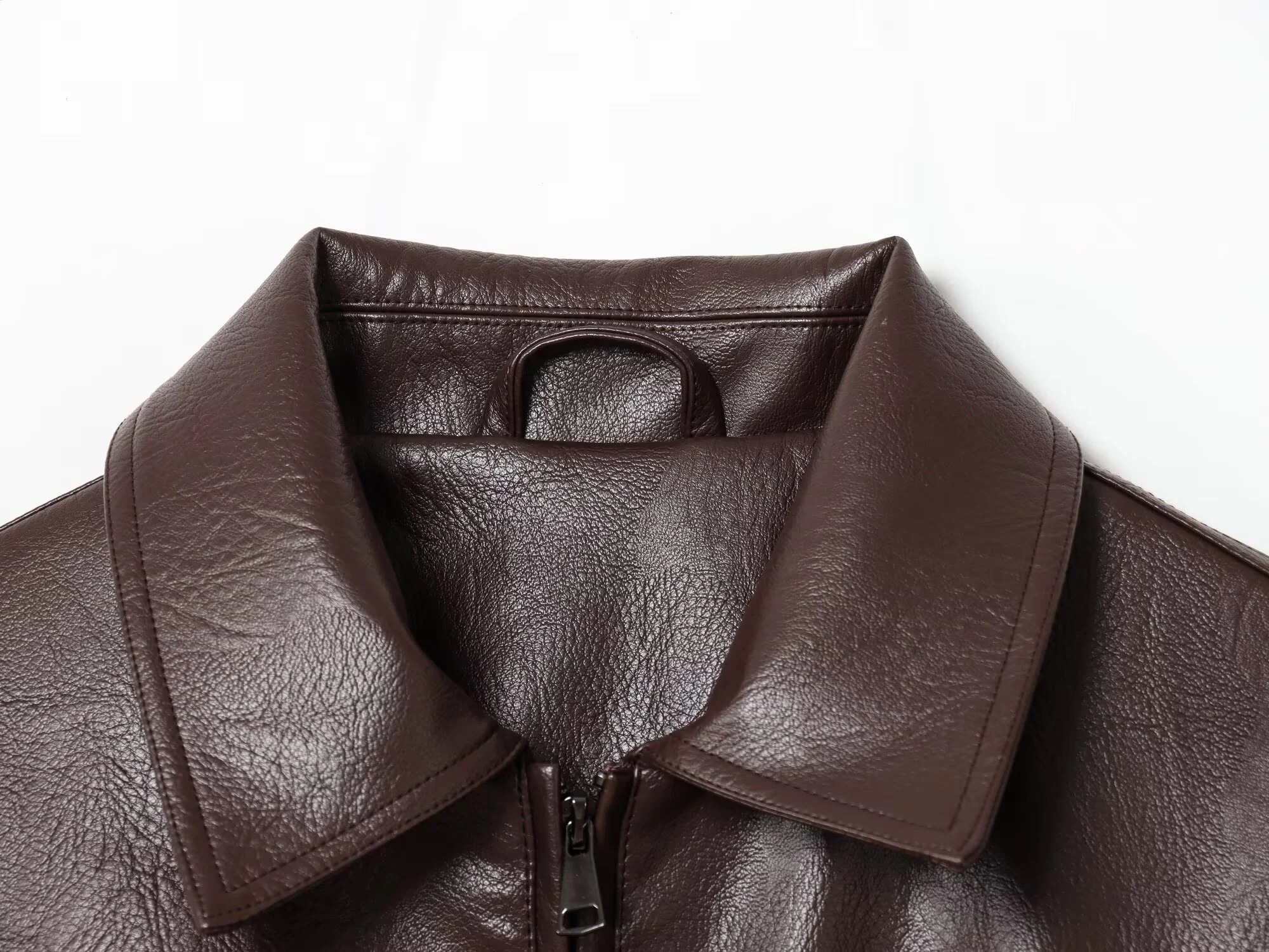 ZERAINS Autumn new women's clothing European and American lapel long sleeved loose PU leather pilot jacket jacket