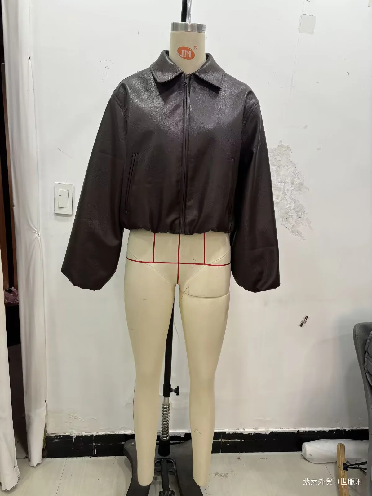 ZERAINS Autumn new women's clothing European and American lapel long sleeved loose PU leather pilot jacket jacket