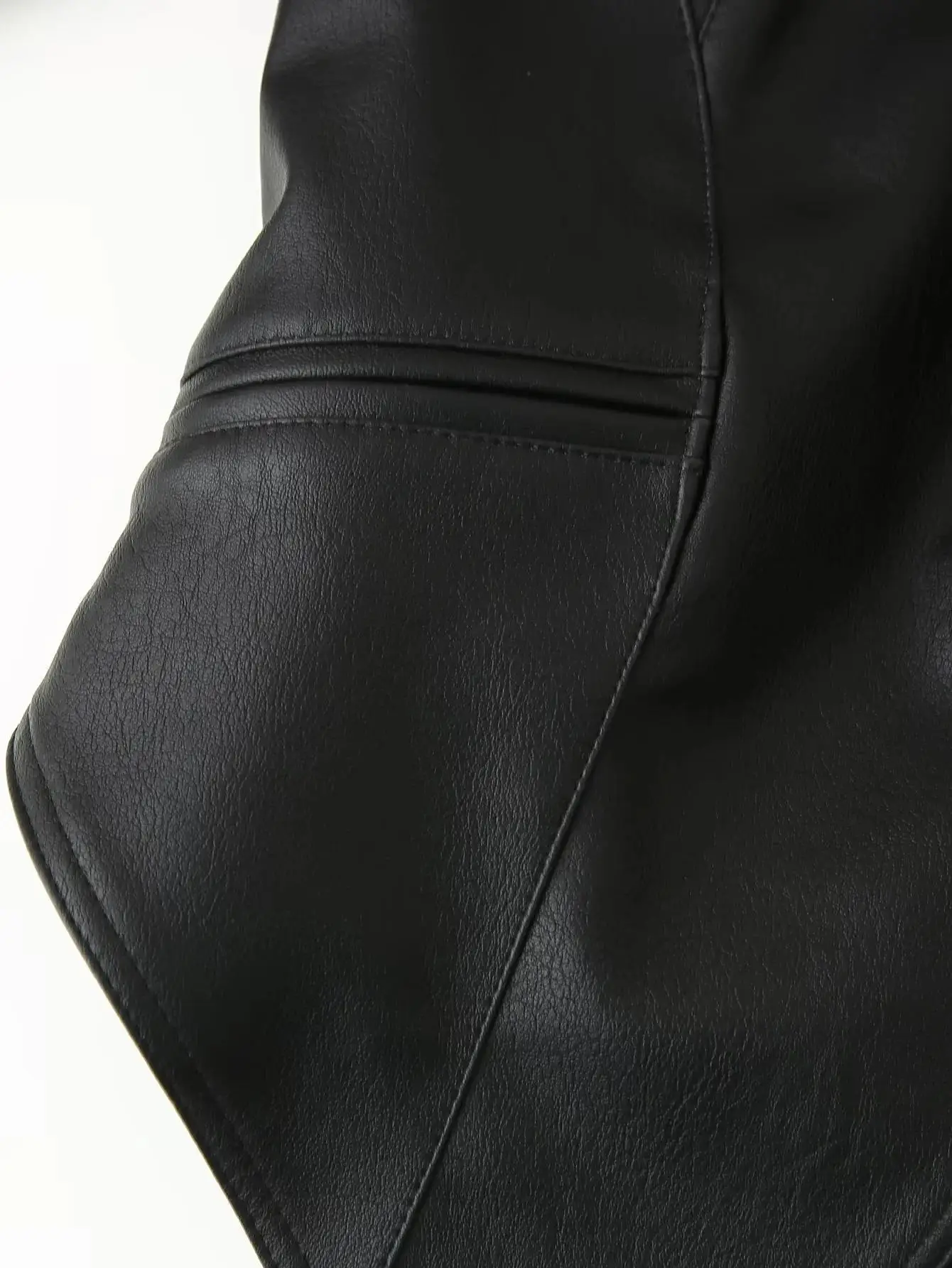 Suninherat Autumn Faux Leather Jacket 2025 Fashion Black PU Jacket Coat with Belt Lapel Women's Outwear