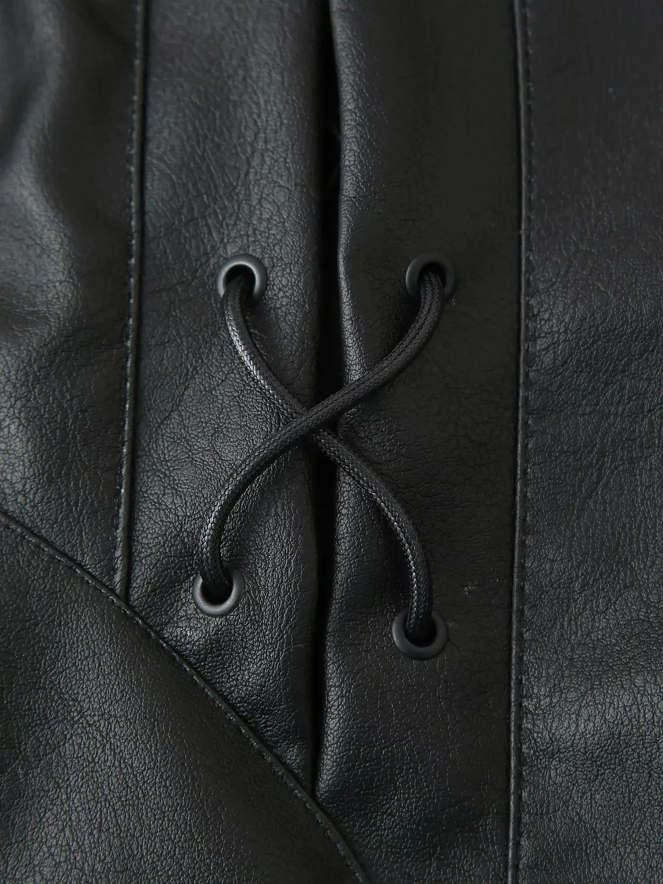 Suninherat Autumn Faux Leather Jacket 2025 Fashion Black PU Jacket Coat with Belt Lapel Women's Outwear