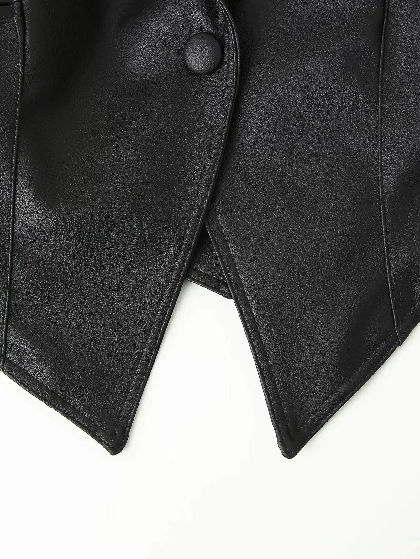 Suninherat Autumn Faux Leather Jacket 2025 Fashion Black PU Jacket Coat with Belt Lapel Women's Outwear