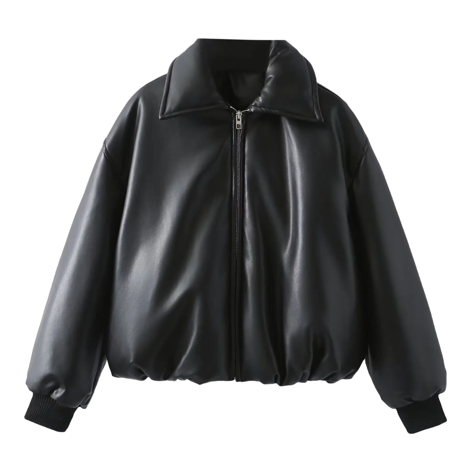 2026 Winter Women's Motor Biker Warm Faux Leather Parkas Coats Female Street Oversized Padded Thicken PU Short Bomber Jackets
