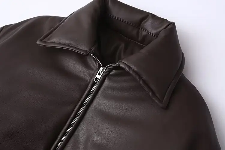 2026 Winter Women's Motor Biker Warm Faux Leather Parkas Coats Female Street Oversized Padded Thicken PU Short Bomber Jackets