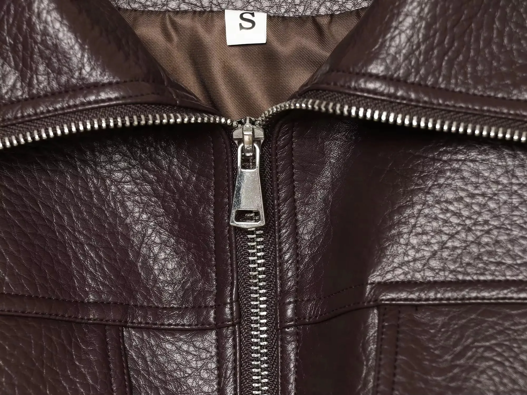 HH Ladies Fashion Adjustable Drawstring Faux Leather Lapel Coat Front Zip Pockets Long Sleeves Elegant Autumn Party Brown Jacket
