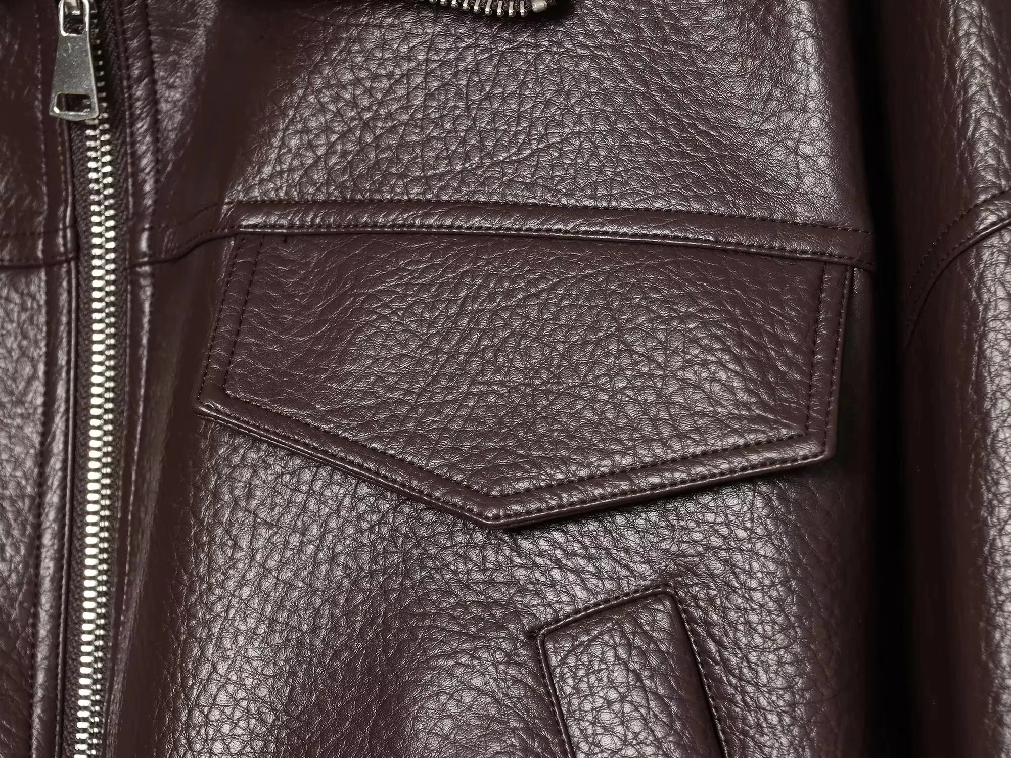 HH Ladies Fashion Adjustable Drawstring Faux Leather Lapel Coat Front Zip Pockets Long Sleeves Elegant Autumn Party Brown Jacket