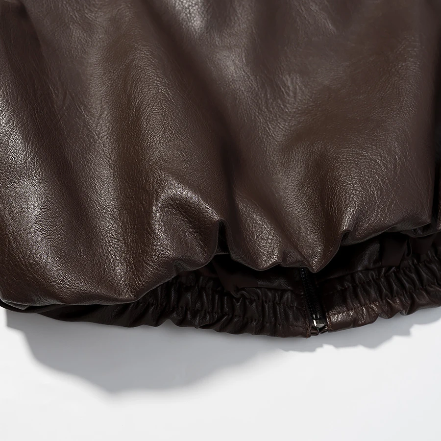 2025 Autumn/Winter New Women's Fashion Style Collar Zipper Long Sleeve Imitation Leather Coat