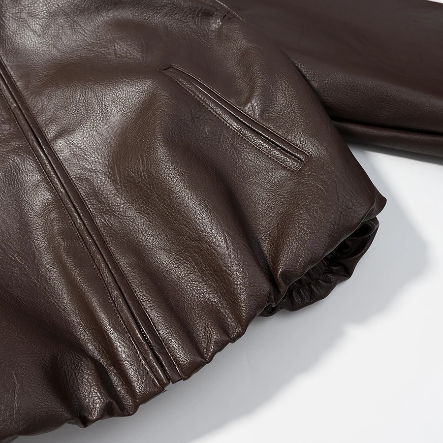 2025 Autumn/Winter New Women's Fashion Style Collar Zipper Long Sleeve Imitation Leather Coat