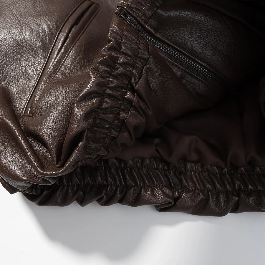 2025 Autumn/Winter New Women's Fashion Style Collar Zipper Long Sleeve Imitation Leather Coat