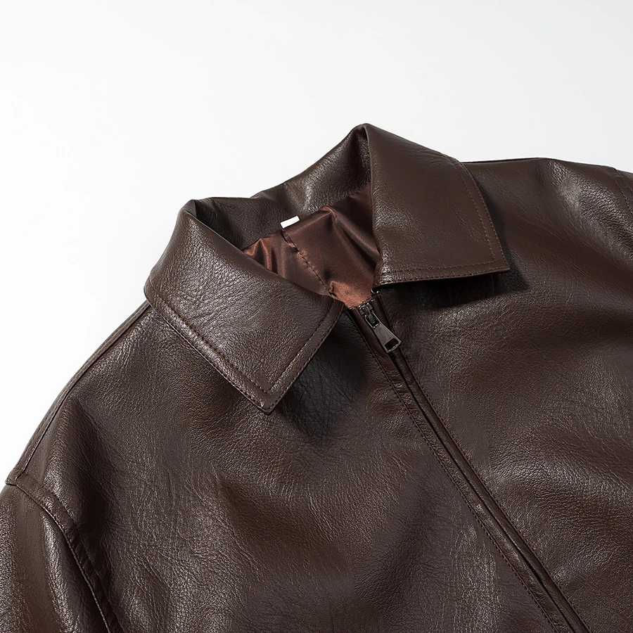 2025 Autumn/Winter New Women's Fashion Style Collar Zipper Long Sleeve Imitation Leather Coat
